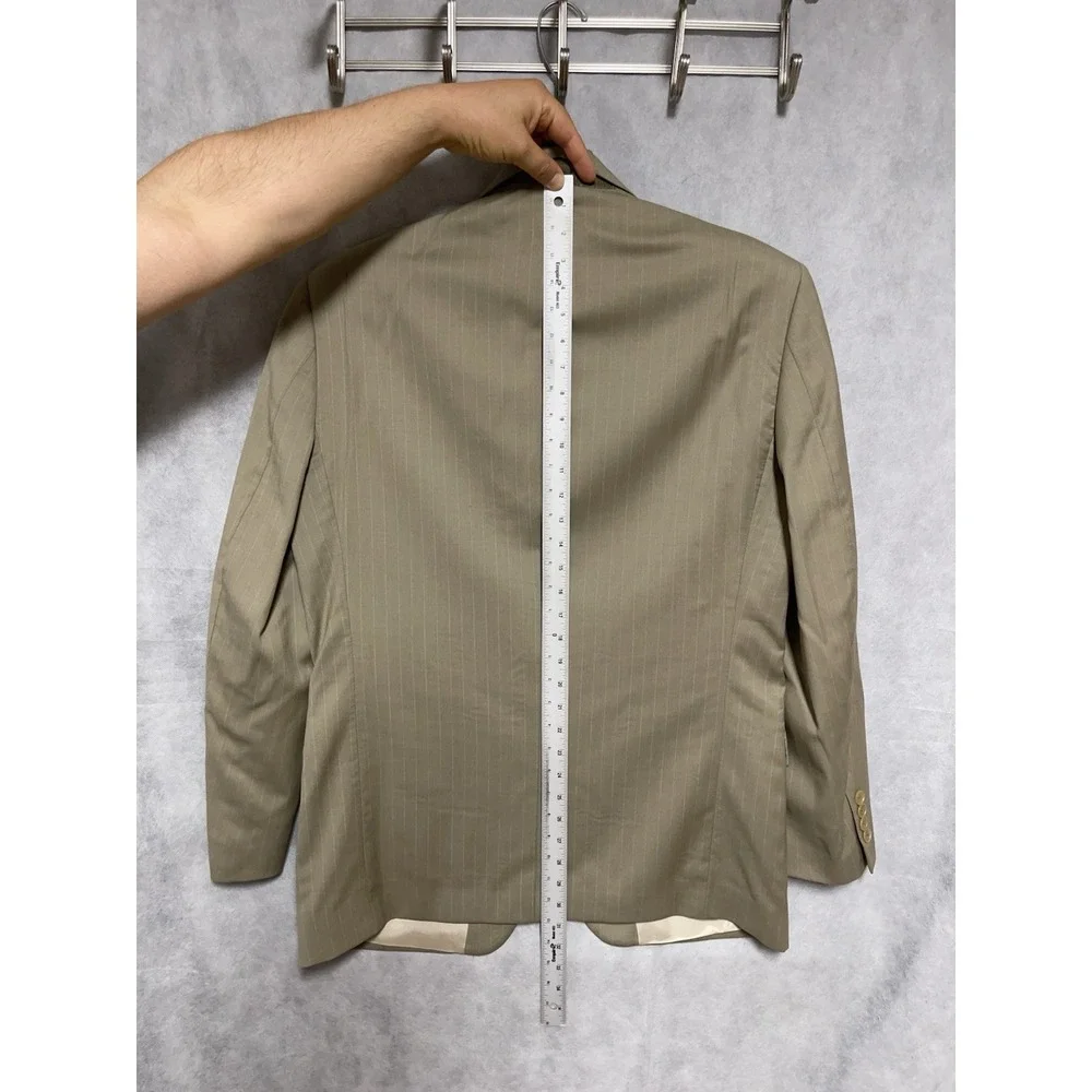 Fumagalli's  Suit Men 40R Taupe Beige Stripes 3B Silk Wool Super 130 W36X30 Luxe